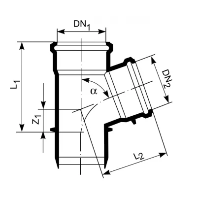 MAGNAPLAST Trójnik HTEA110/110 <45°