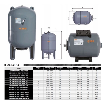 Zbiornik hydroforowy  150L pionowy przeponowy GBV